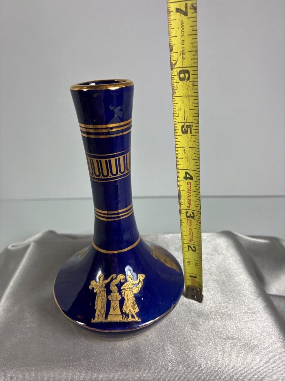 Vintage Greek Cobalt Blue 24K Gold Bud Vase - Picture 11 of 11